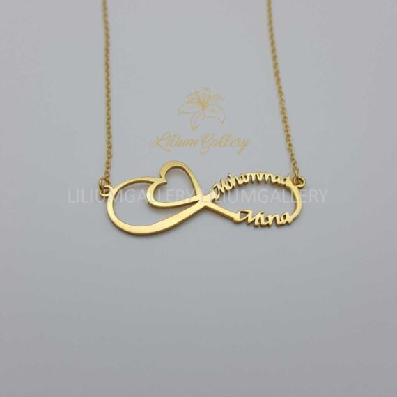 پلاک طلا دو اسم محمد و مینا