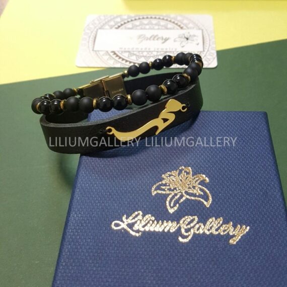 دستبند چرم طلا اسم محمد