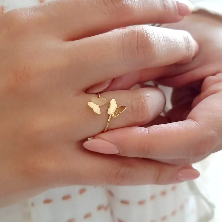 انگشتر زنانه طلا دو پروانه