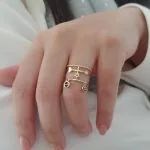 انگشتر زنانه طلا سه رج ستاره و قلب