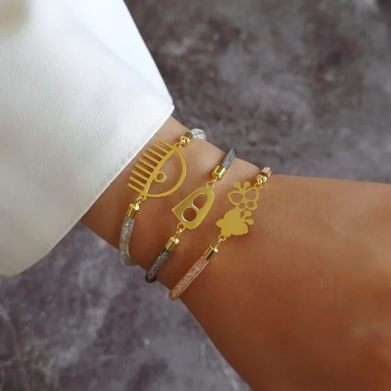 دستبند زنانه طلا پروانه 2,دستبند زنانه طلا نیمانی و کریستال