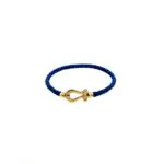 دستبند طلا زنانه فرد و چرم سورمه ای