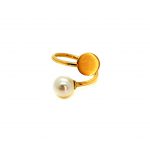 انگشتر طلا زنانه مروارید و دایره