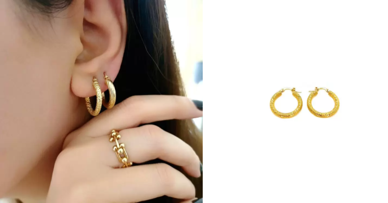 Women's gold hoop earrings