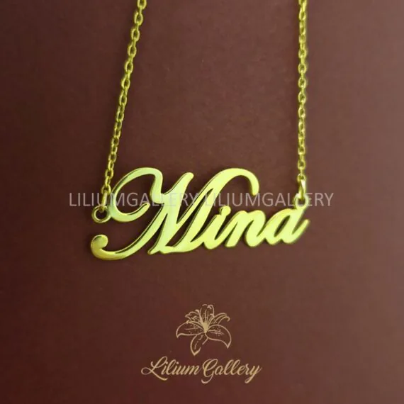 پلاک طلا به اسم مینا